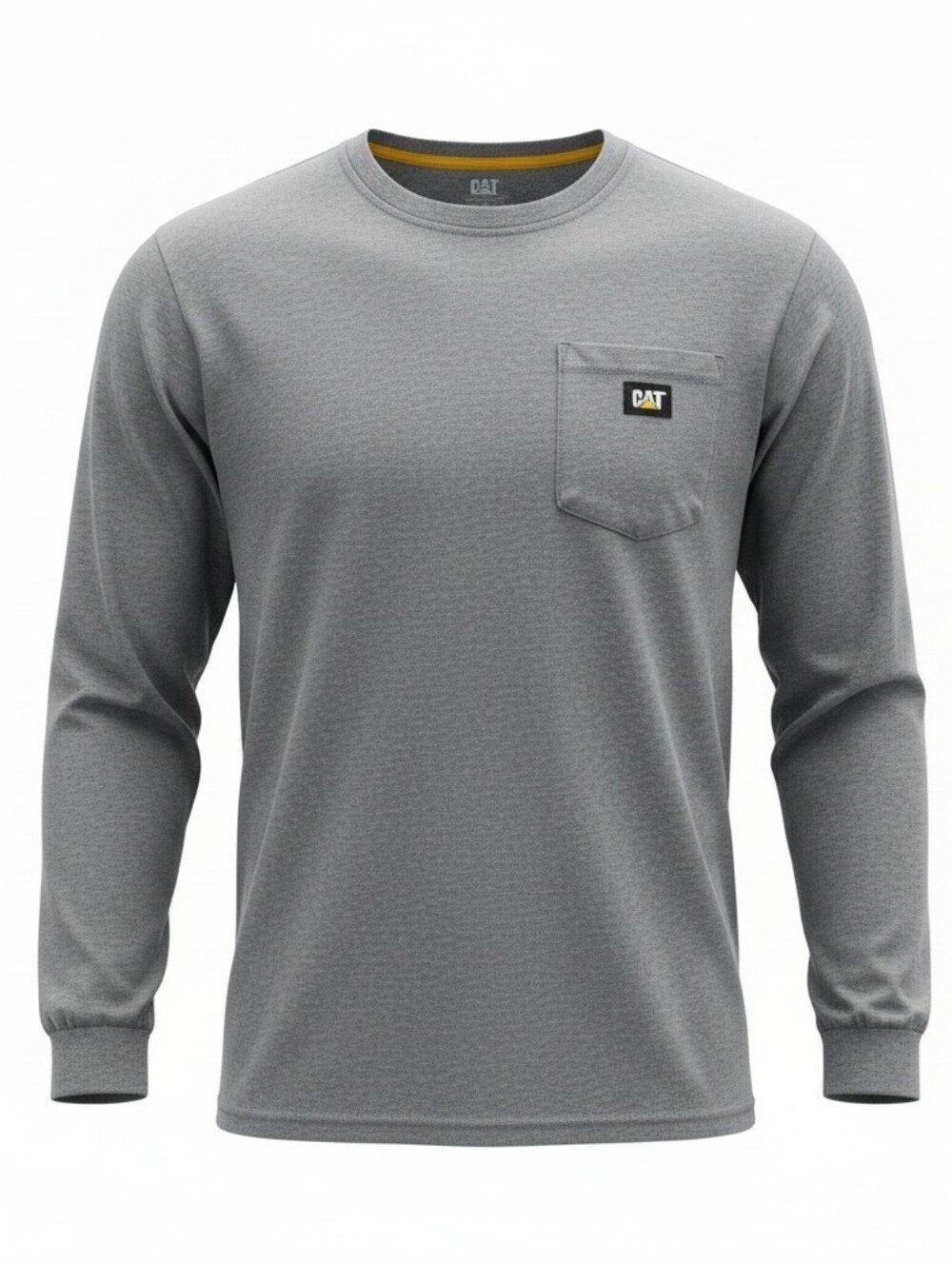 Caterpillar CAT Mens Long Sleeve Pocket Tee Crewneck GRAY Workwear Medium Shirt